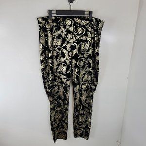 Torrid 3x Black & Gold Velvet Leggings